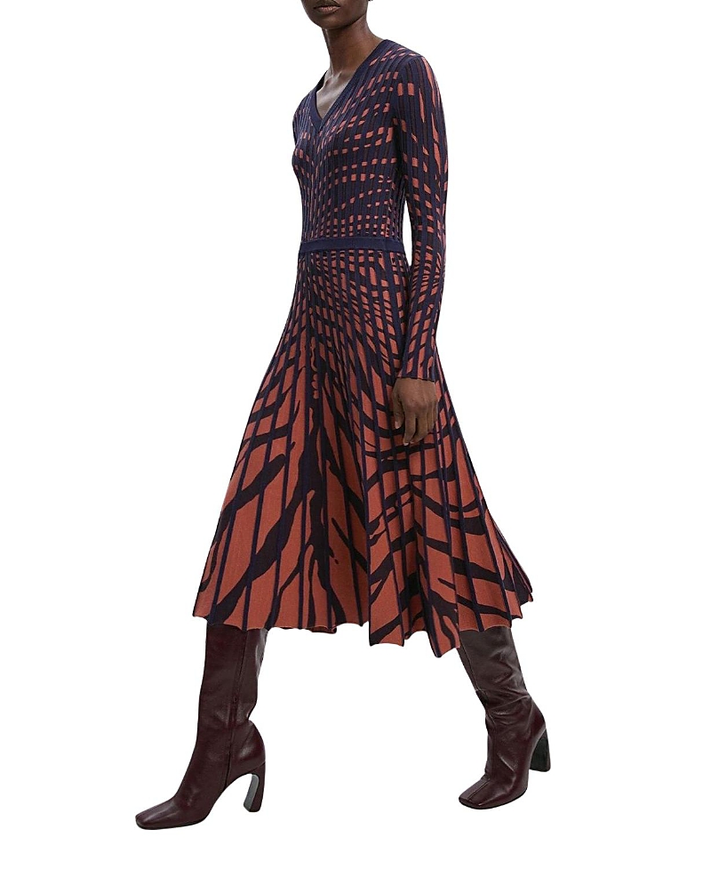 Karen Millen Zebra Jacquard Knit Midi Dress