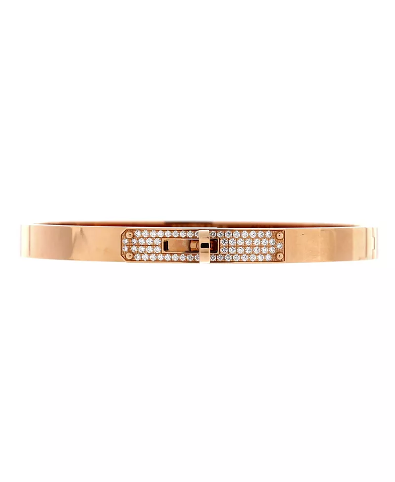Pre-Owned HERMES Small Kelly Bracelet 18K Rose Gold and Pave Diamonds