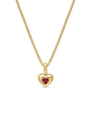 Mini Heart Amulet in 18K Yellow Gold with Rhodolite Garnet, 7.2mm