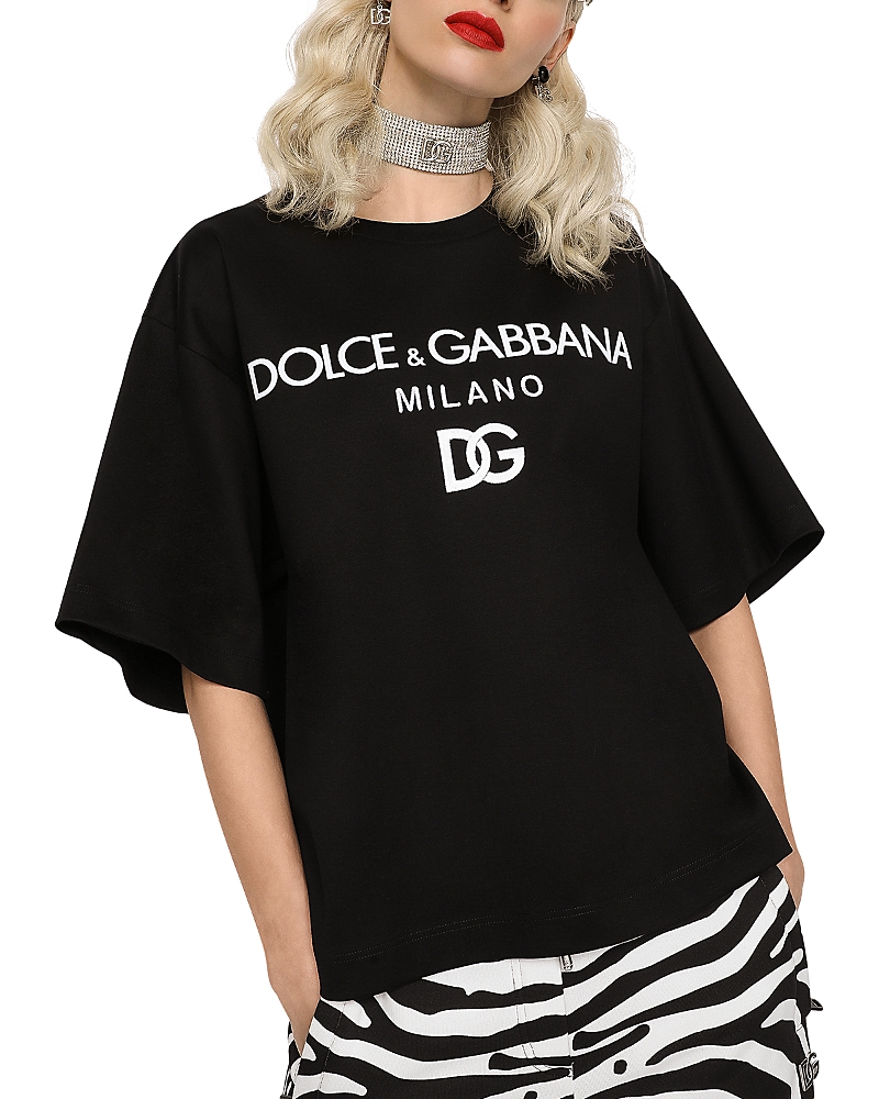 Dolce & Gabbana Flocked Logo Jersey T Shirt