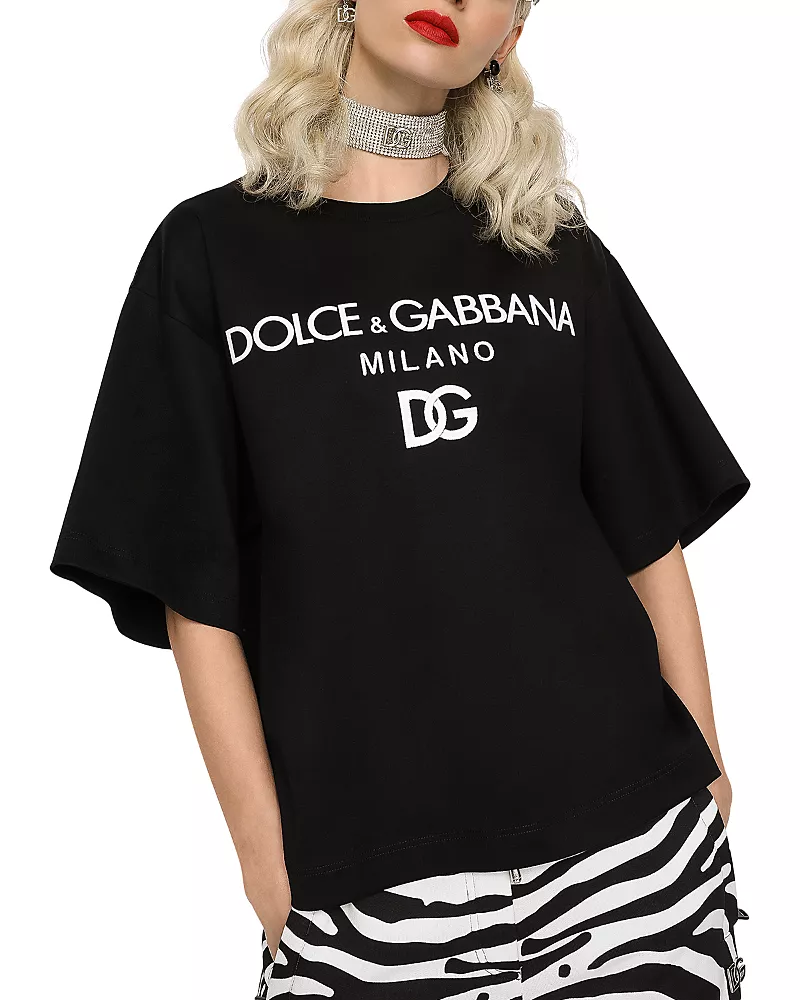 Dolce & Gabbana Flocked Logo Jersey T Shirt