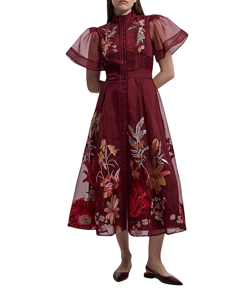 Karen Millen Embroidered Short Sleeve Midi Dress
