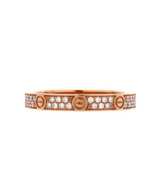  Small Love Wedding Band Pave Diamonds Ring 18K Rose Gold and Diamonds