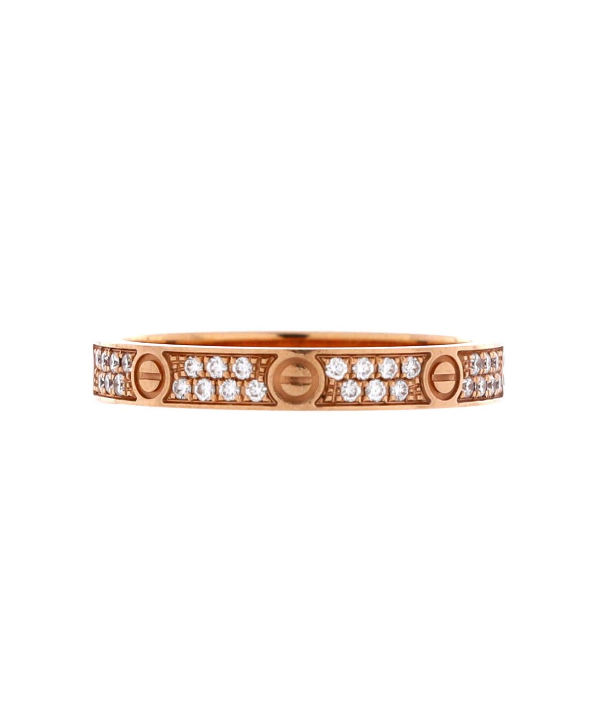 Pre-Owned Cartier Small Love Wedding Band Pave Diamonds Ring 18K Rose Gold and Diamonds
