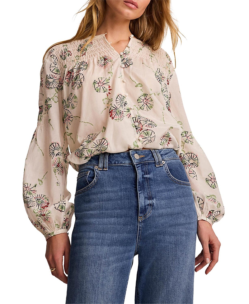 Mint Velvet Women's Floral Smocked Peasant Blouse