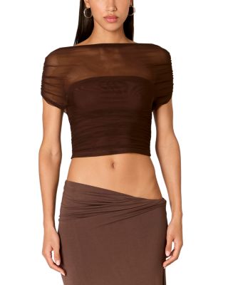 Yale Boat Neck Crop Top