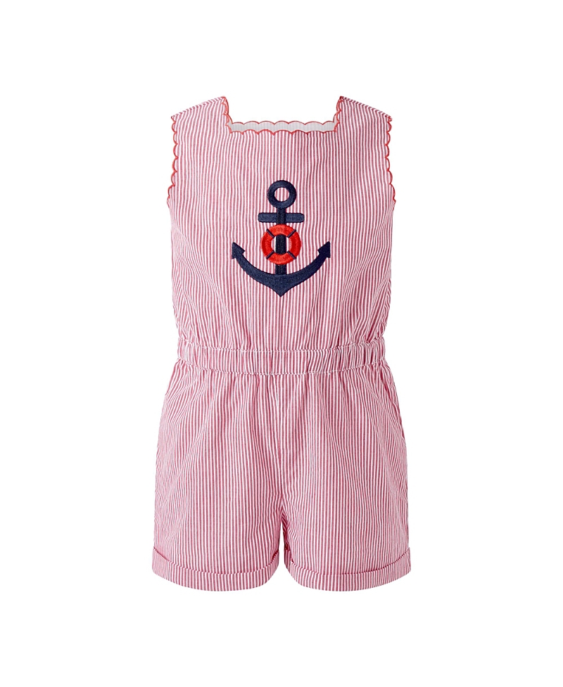 Rachel Riley Girls' Anchor Embroidered Playsuit - Little Kid, Big Kid