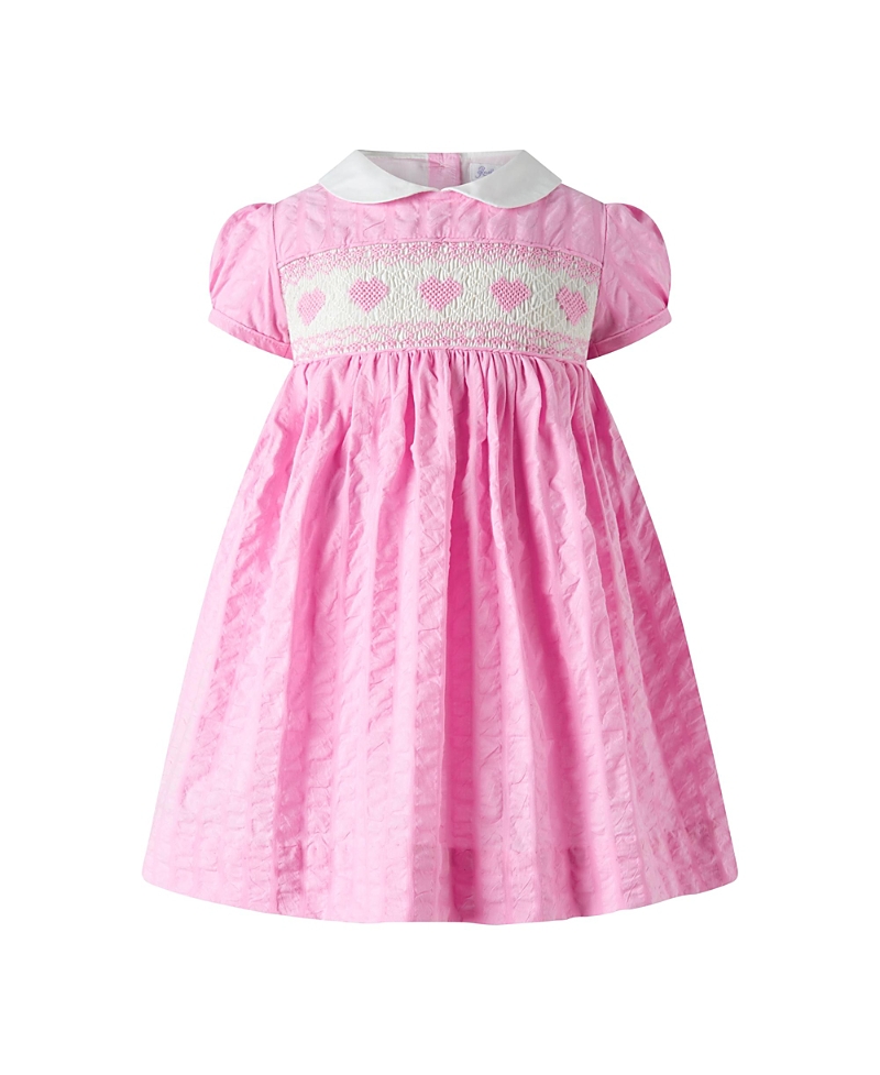 Rachel Riley Girls' Seersucker Heart Smocked Dress and Bloomers- Baby