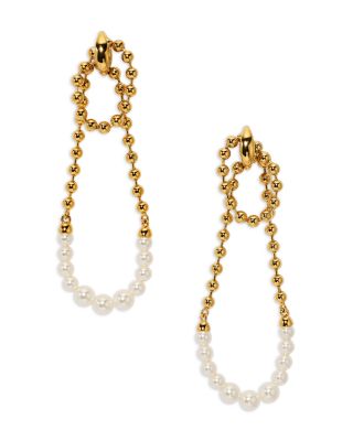 Esme Imitation Pearl Beaded Looped Ball Chain Drop Earrings