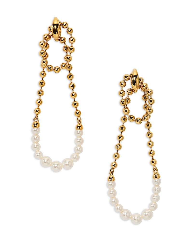 Nadri Esme Imitation Pearl Beaded Looped Ball Chain Drop Earrings