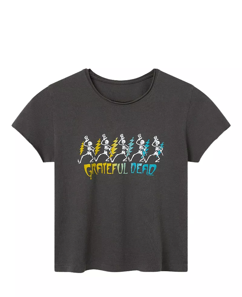 Junk Food Clothing Women's Grateful Dead Dancing Skeletons Vintage Baby Tee