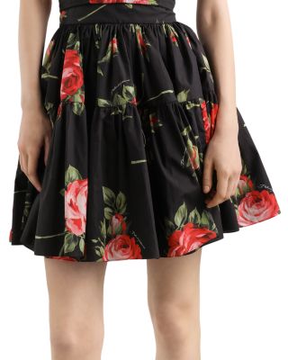 Rose Bouquet Print Short Skirt
