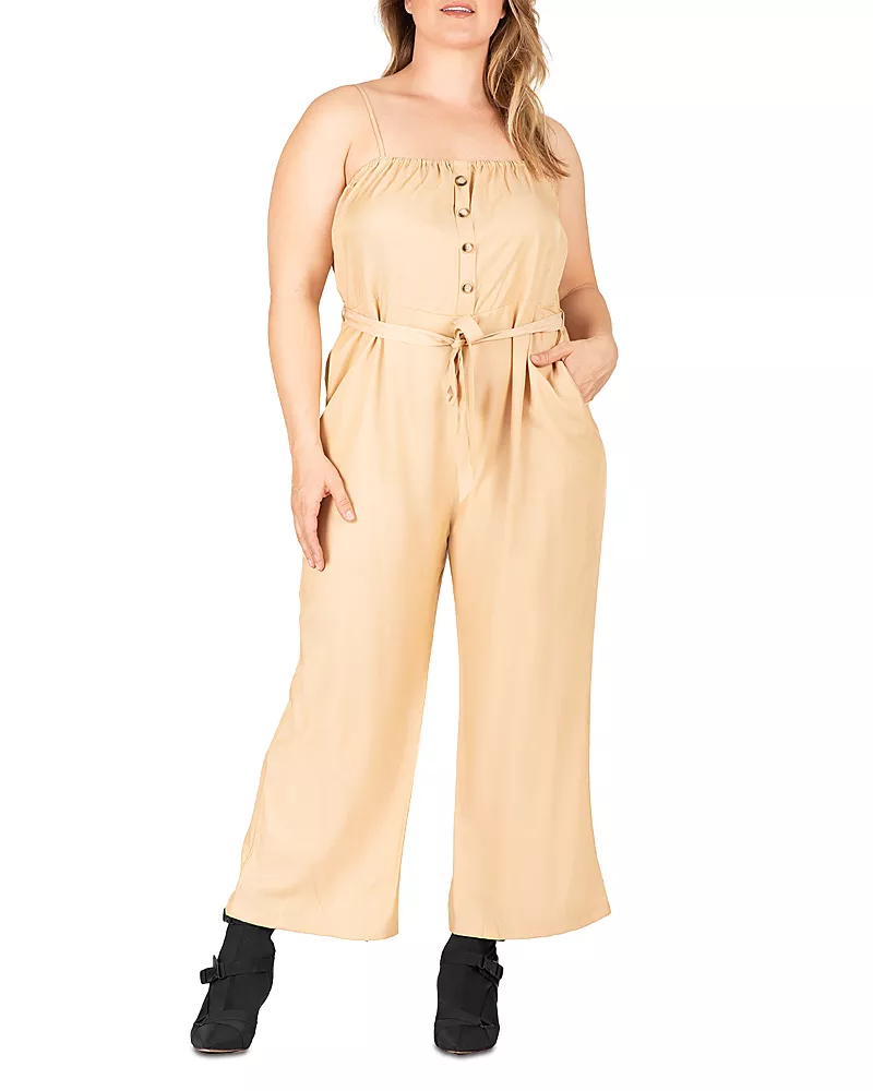 standards & practices Spaghetti Strap Elastic Neckline High Waist Jumpsuit