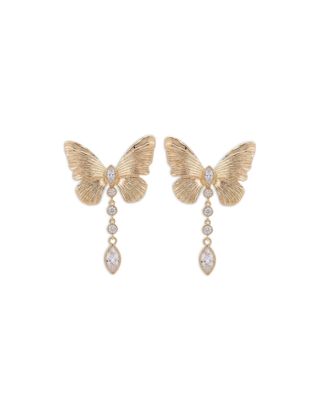 Cubic Zirconia Butterfly Drop Earrings