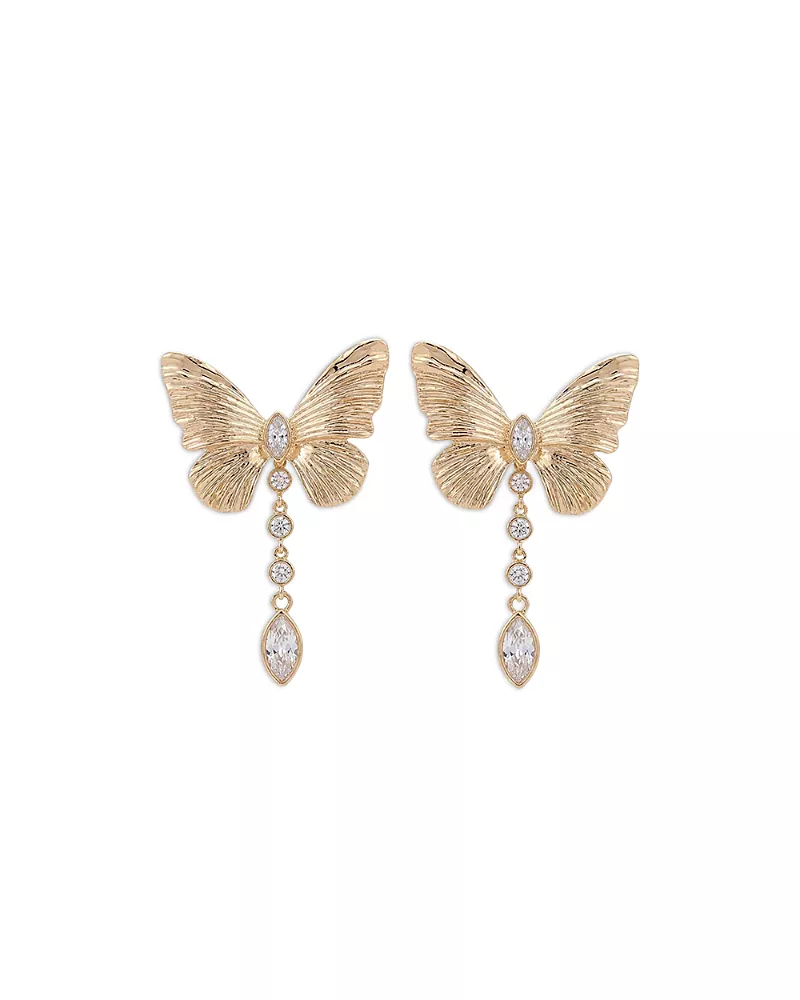 Ettika Cubic Zirconia Butterfly Drop Earrings