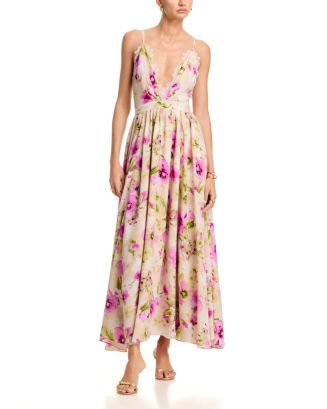 AQUA Floral Lace Trim Maxi Dress - Exclusive | Bloomingdale's Women