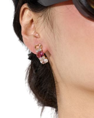 Mojito Oval Crystal J Hoop Earrings