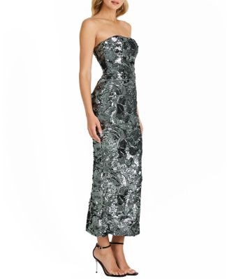 Leslie Sequin Strapless Gown