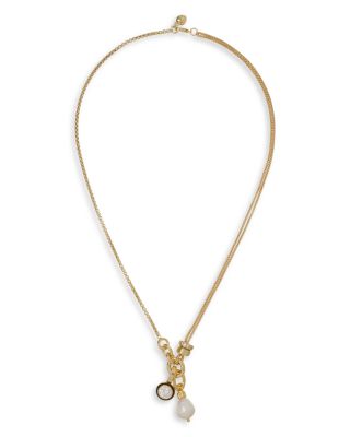 The Double Drop Cubic Pendant Necklace, 18"