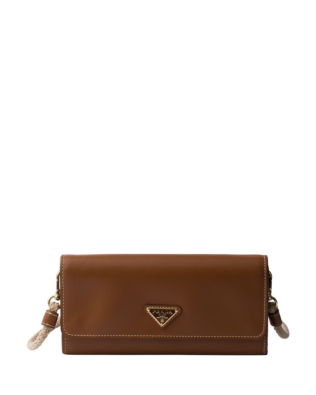 Prada Leather Wallet With Shoulder Strap
