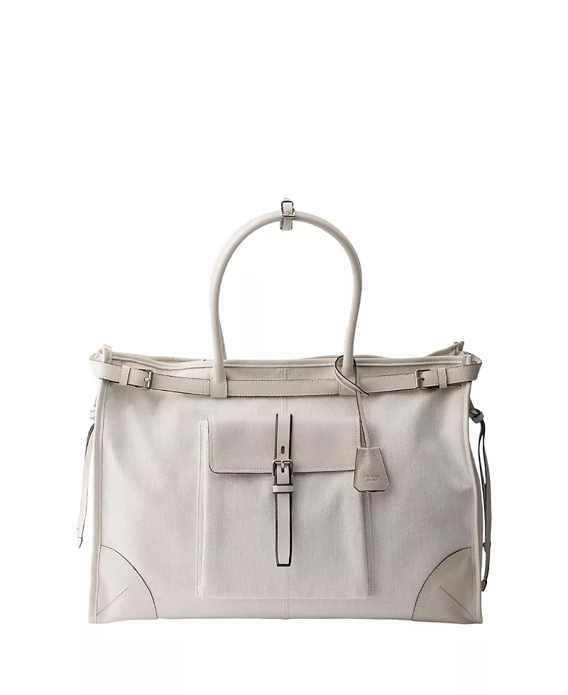 Prada Bonnie Denim And Leather Tote Bag