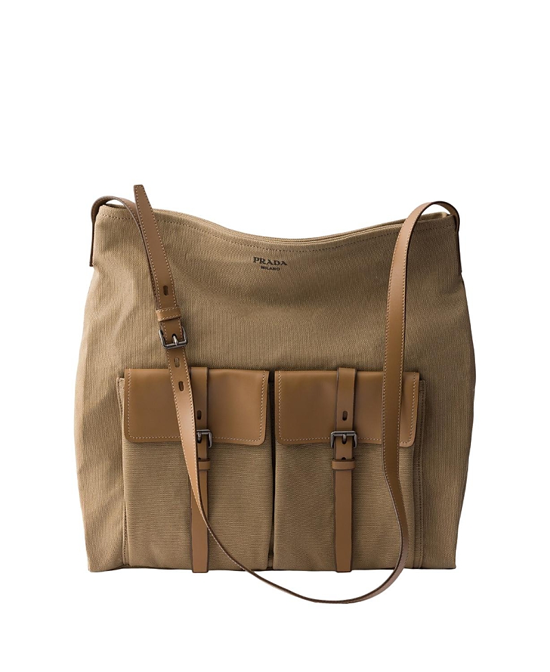 Prada Route Canvas And Leather Shoulder Bag