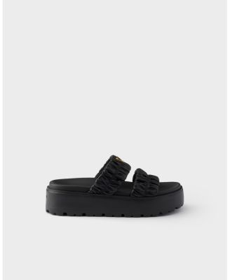  Women's Matelasse Nappa Leather Flatform Slides