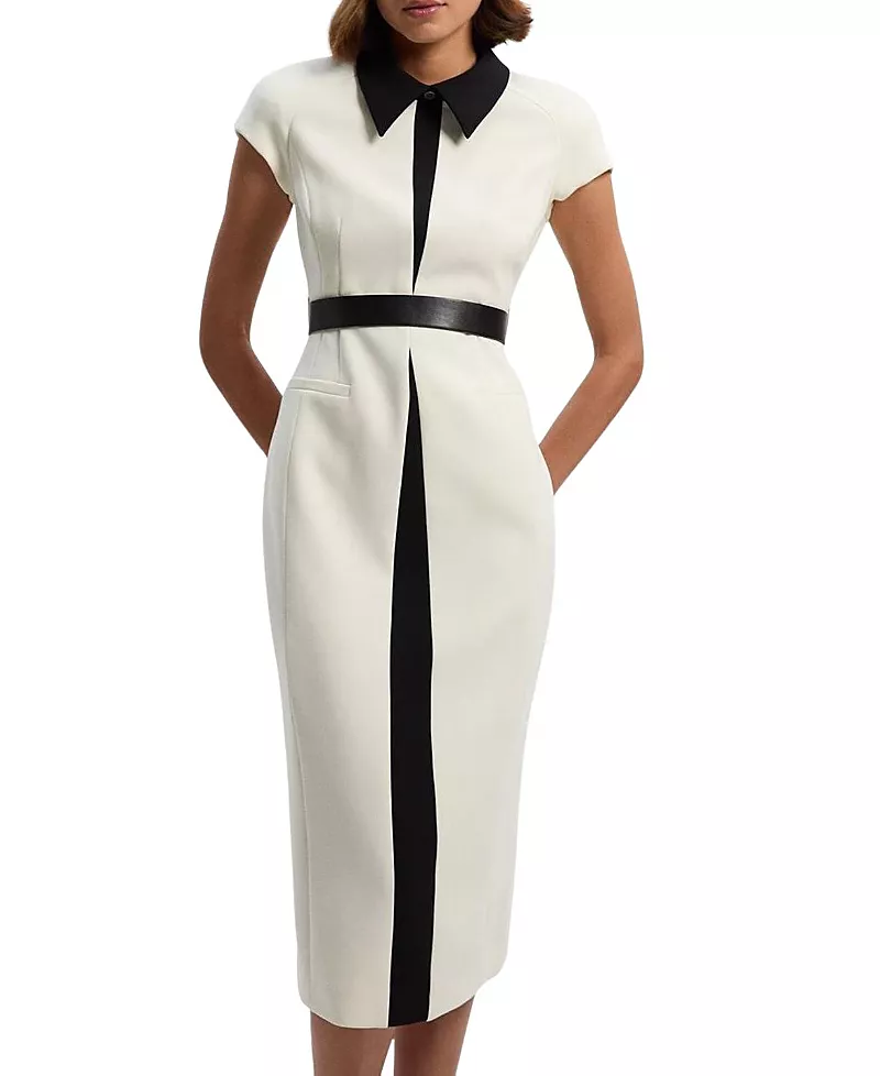 Karen Millen Contrast Collar Tailored Midi Dress