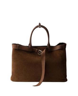  Buckle Suede Bag With Belt