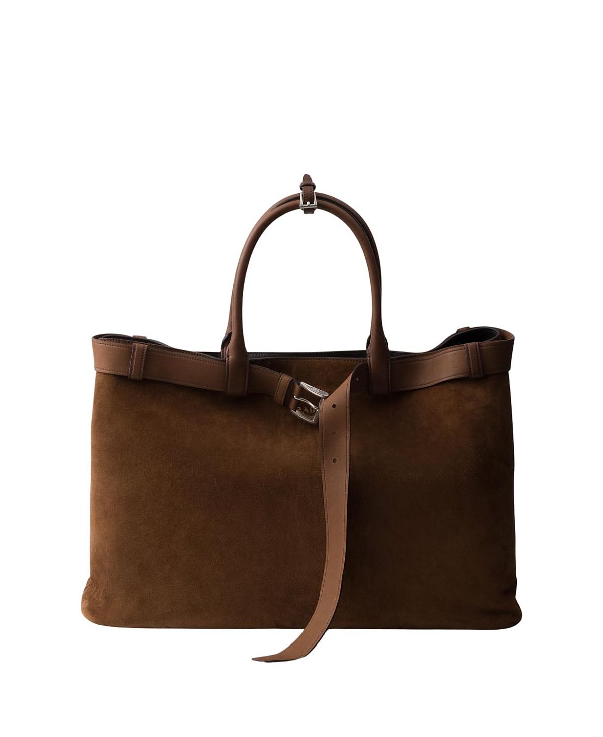 Prada Buckle Suede Bag With Belt