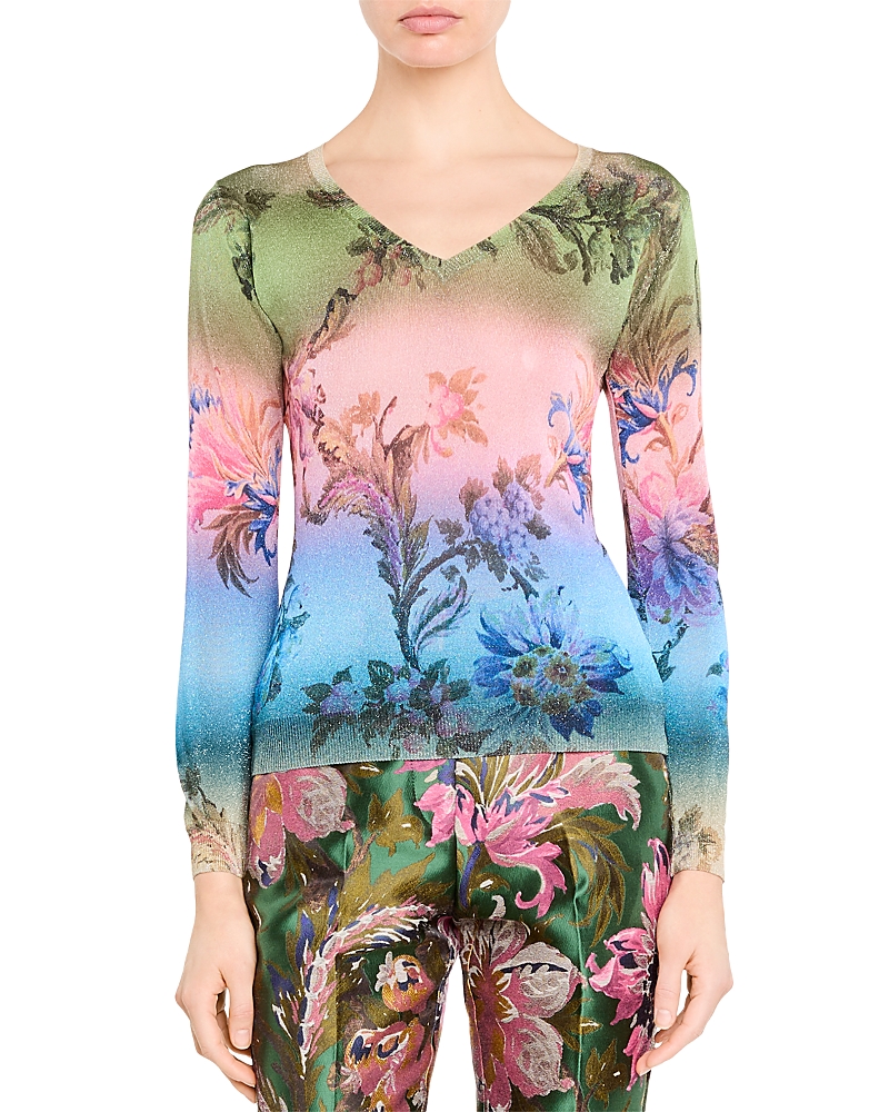 Etro Printed V Neck Knitted Top