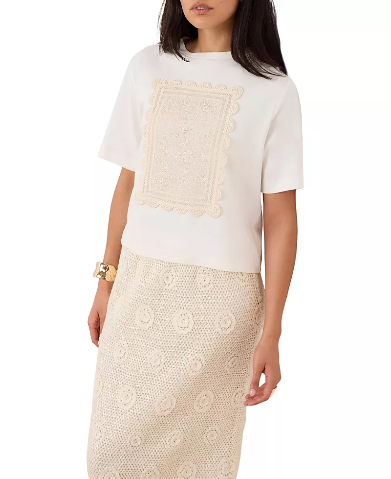 Mint Velvet Women's Crochet Panel T-Shirt