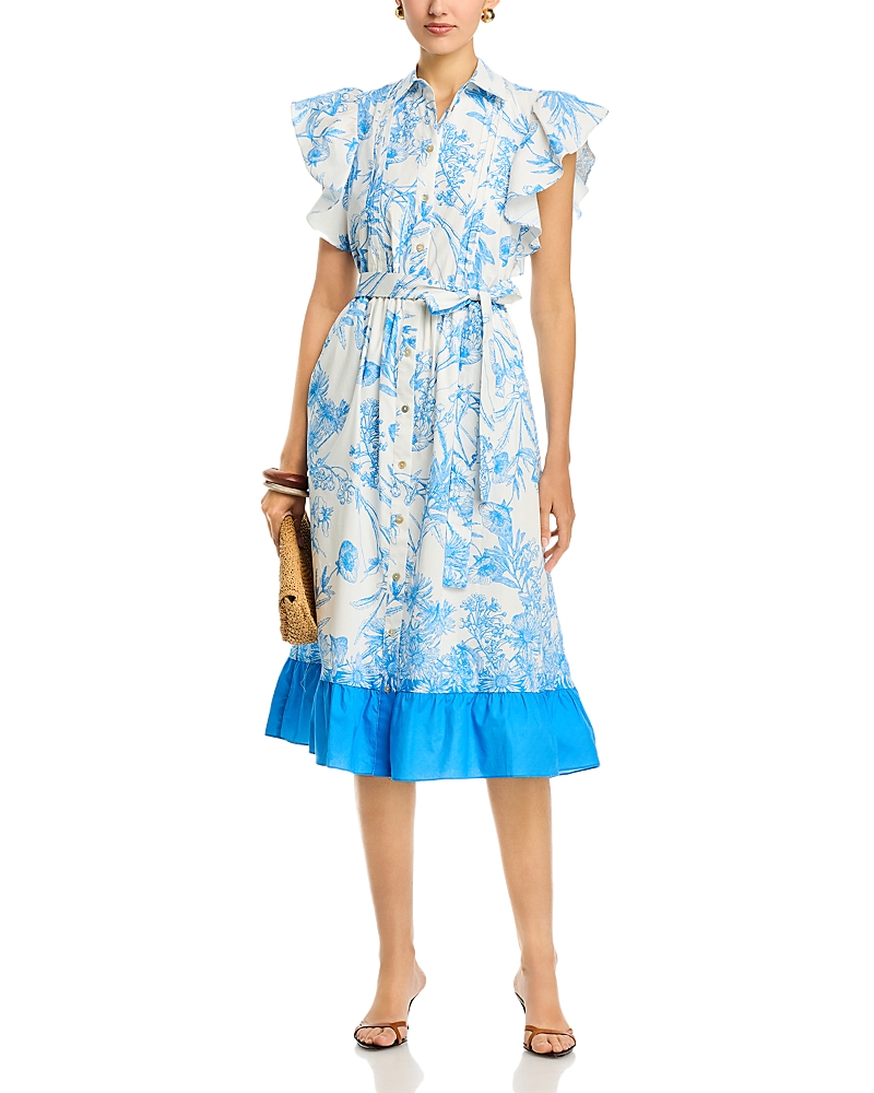 T Tahari Flutter Sleeve Midi Dress