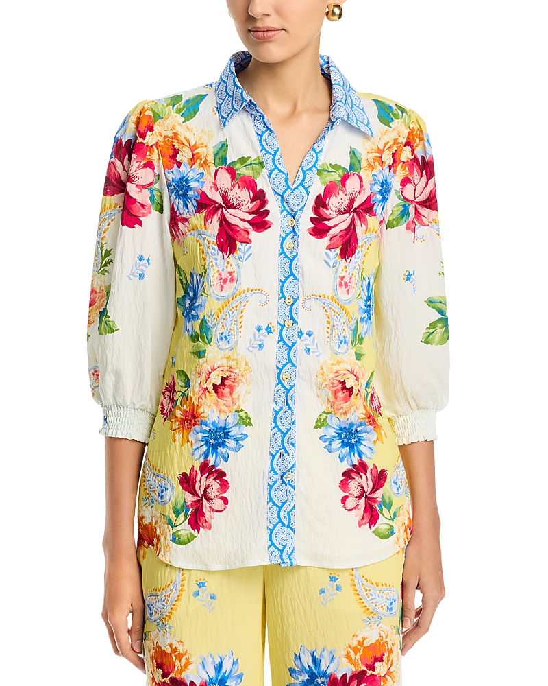 T Tahari Three Quarter Sleeve Button Down Blouse