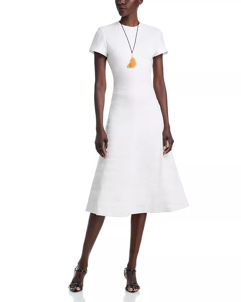 Brandon Maxwell The Ridley Short Sleeve A Line Midi Dress