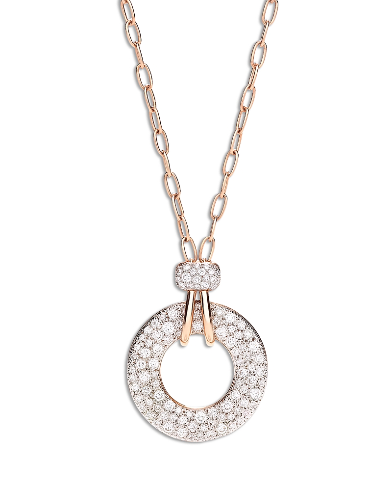 Pomellato 18K Rose Gold Iconica Diamond Pave Circle Pendant Necklace, 0.9 tcw