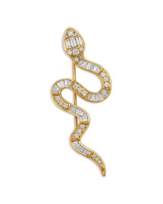 Diamond Snake Pin in 14K Yellow Gold, 1.0 tcw