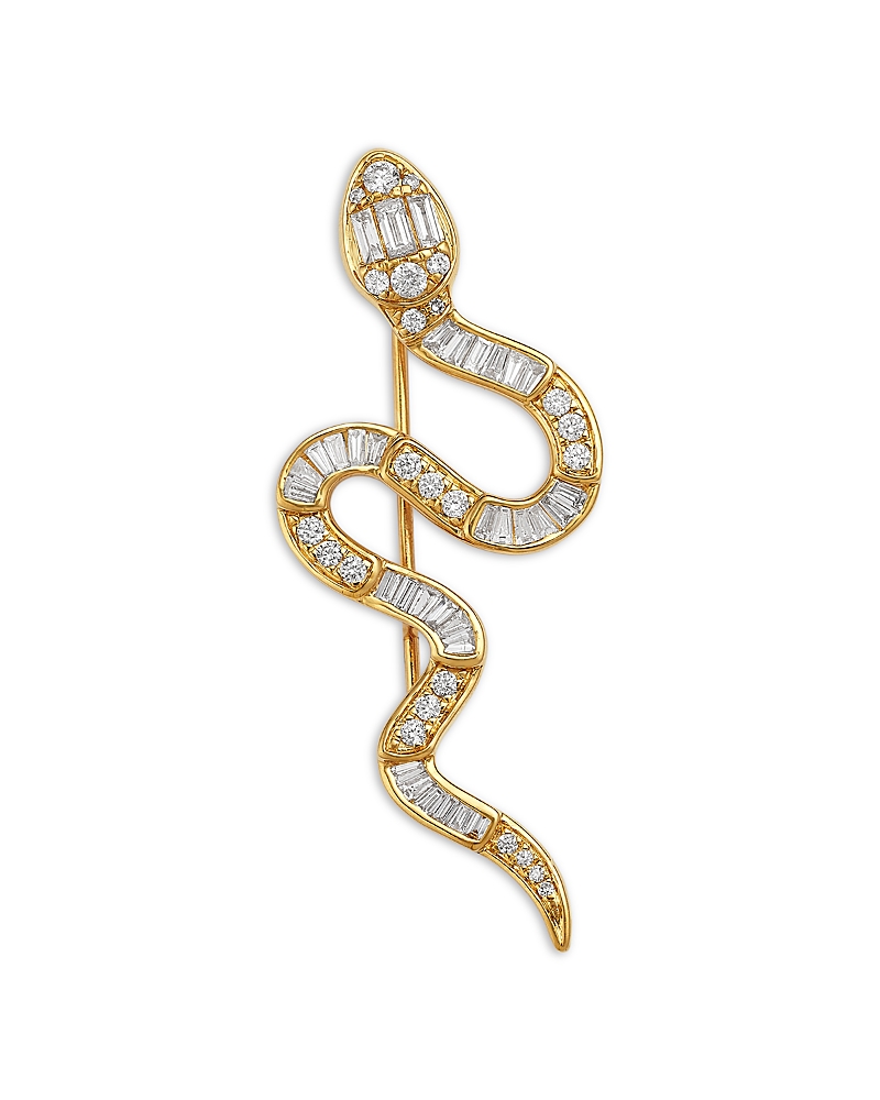 Bloomingdale's Fine Collection Diamond Snake Pin in 14K Yellow Gold, 1.0 tcw