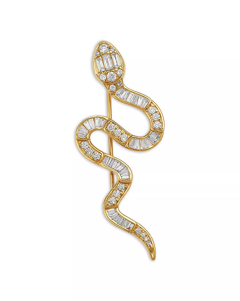 Bloomingdale's Fine Collection Diamond Snake Pin in 14K Yellow Gold, 1.0 tcw