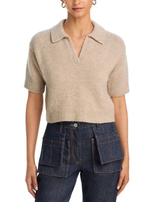 Cropped Short Sleeve Wool Polo