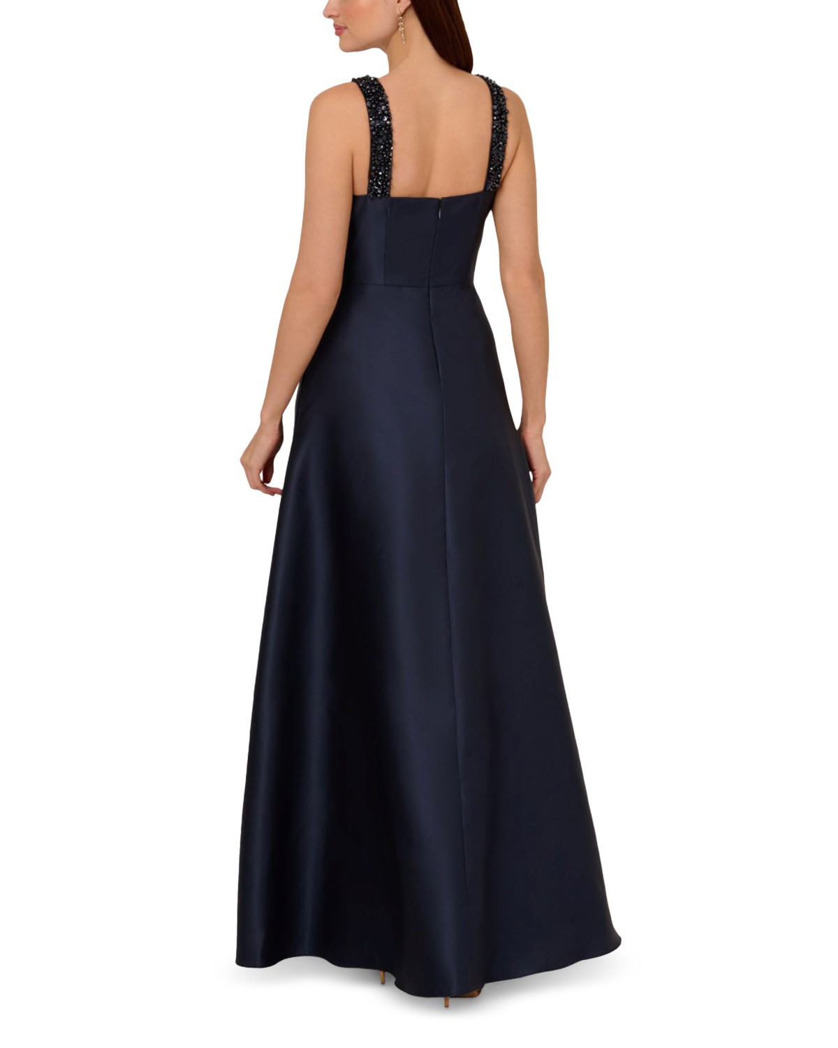 Beaded Neckline Mikado Gown