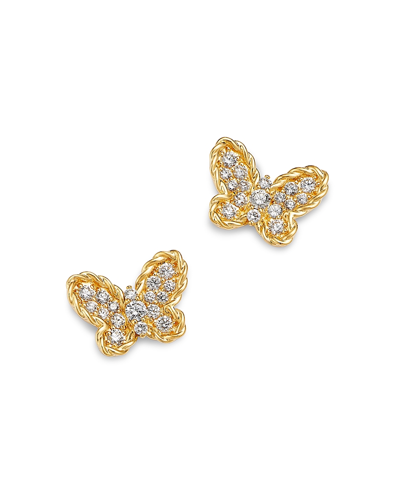 Roberto Coin 18K Yellow Gold Jasmine Diamond Butterfly Stud Earrings, 0.3 tcw