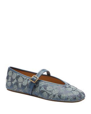 Women's Crystal Signature Denim Mary Jane Flats