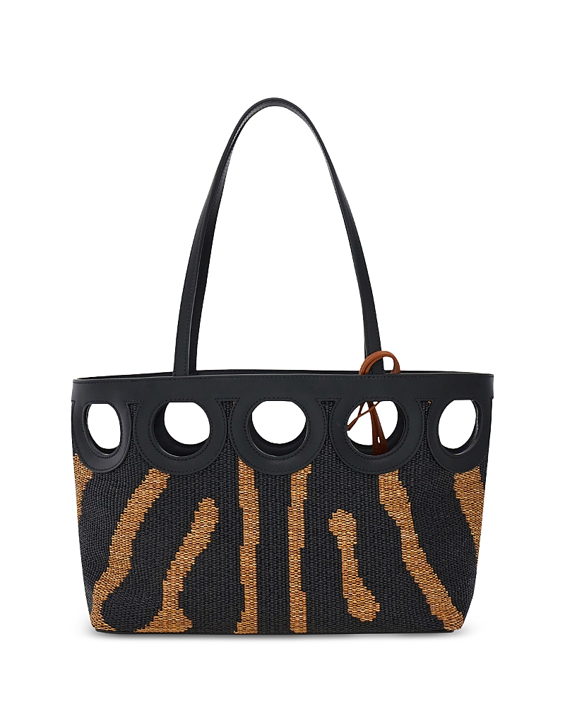 Ferragamo Medium Zebra Print Raffia Tote Bag