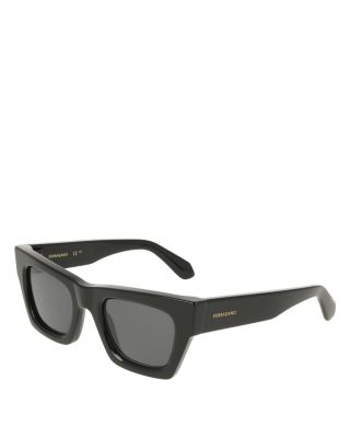 Chunky Angled Rectangular Sunglasses, 50mm