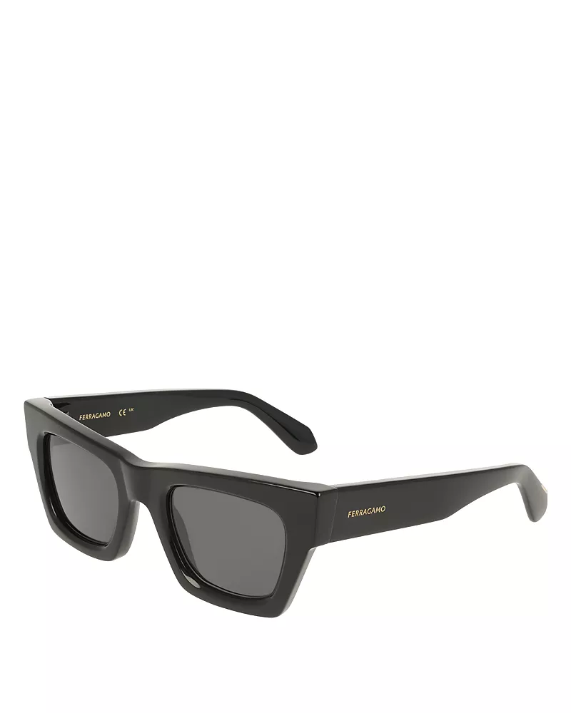 Ferragamo Chunky Angled Rectangular Sunglasses, 50mm