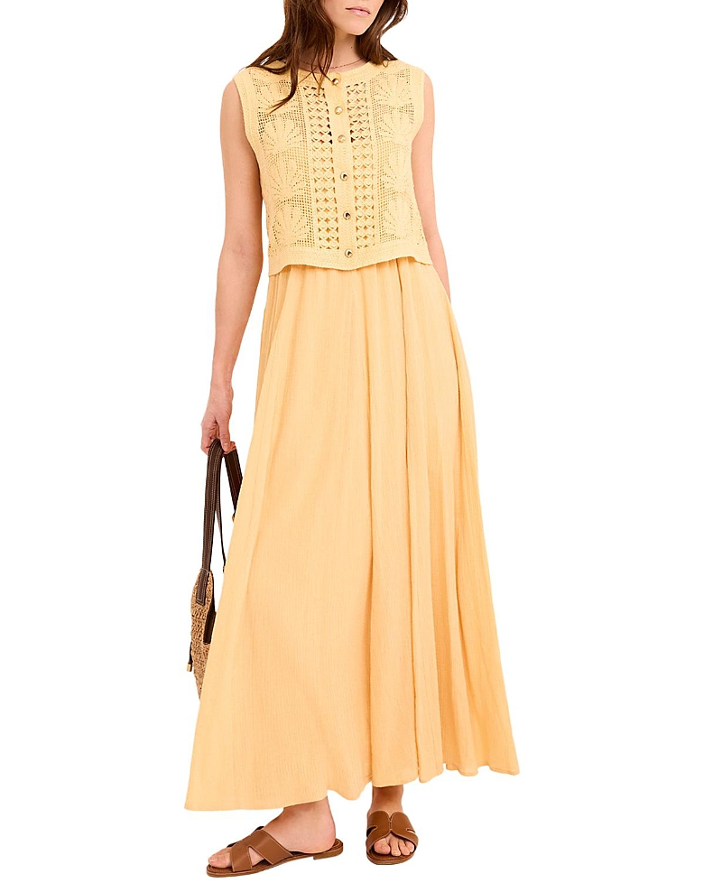 Mint Velvet Women's Cotton Blend Crochet Maxi Dress