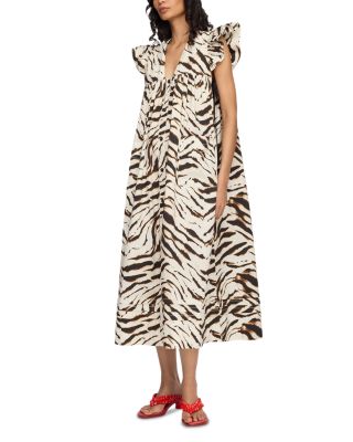 Printed Stretch Cotton Midi Dress