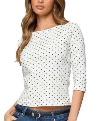 Lela Polka Dot Quarter Sleeve Top