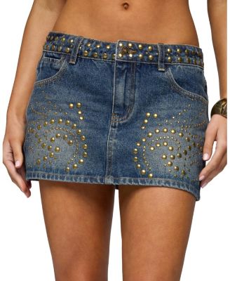  Libbey Studded Denim Mini Skirt